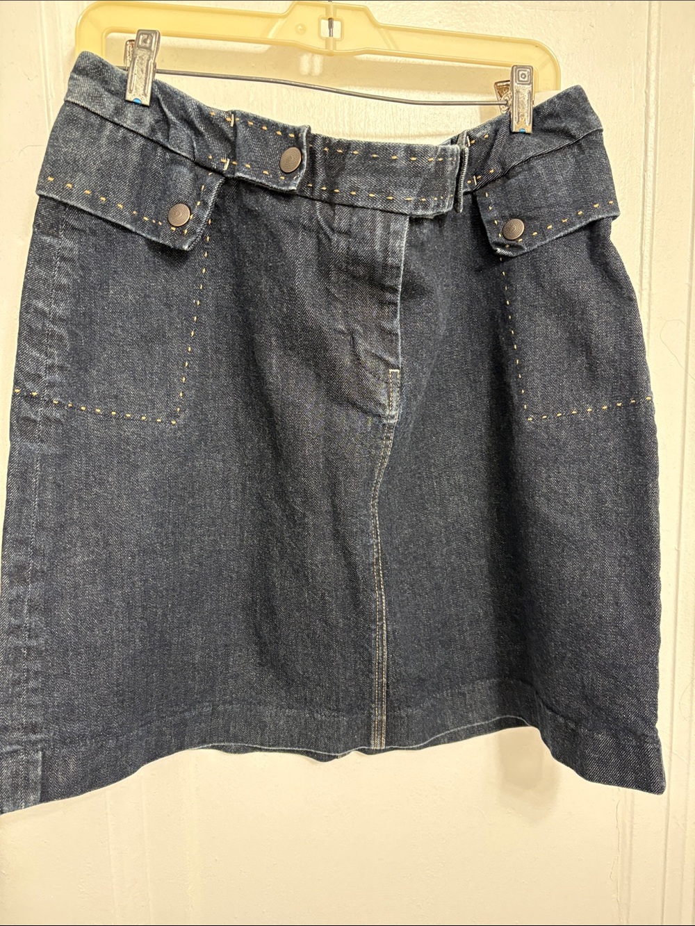 Tommy Hilfiger Dark Blue Denim Mini Skirt with Snap-Flap Details
